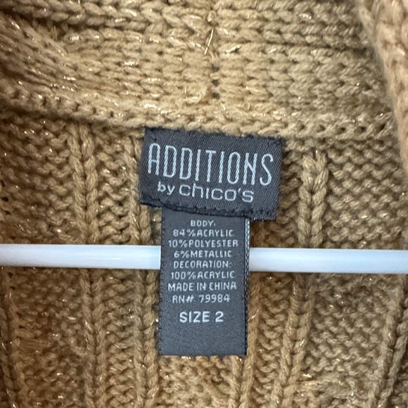 Chico's Mustard Cable Knit Cardigan - Picture 2 of 5